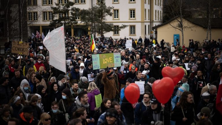 a big protest in liestal against the corona pandemic mesurments